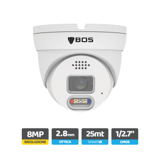 Telecamera Dome IP, 4K, Full color / day&night, deterrance
