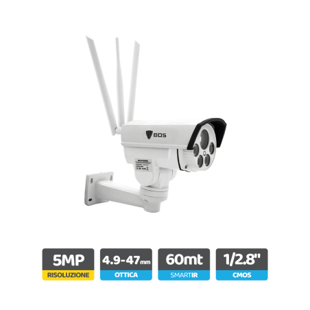 Telecamera Bullet IP PTZ, 5MP, autofocus 4.9-47mm, 4G
