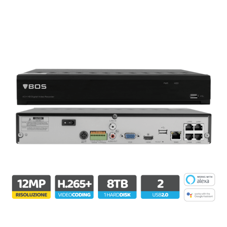 NVR 4 CANALI CON 4 PORTE PoE, ANALISI VIDEO AVANZATA