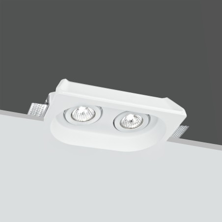 Incasso in gesso verniciabile quadrato orientabile 2xGU10